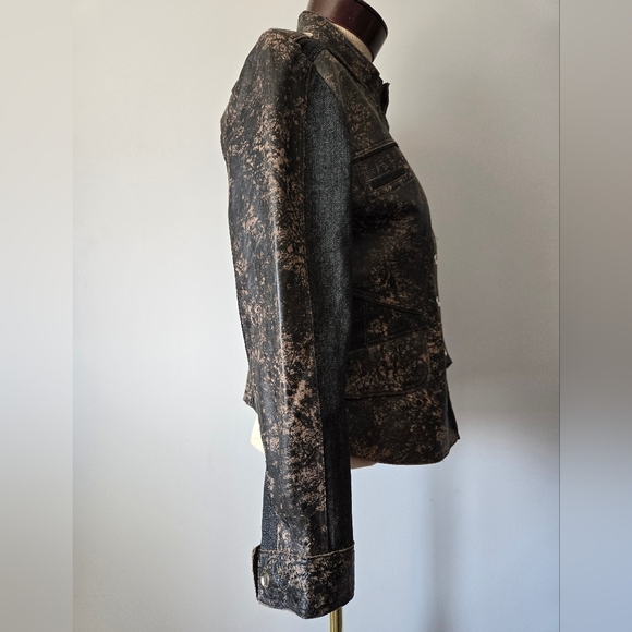 H&D Classic Leather Collection Speckled Leather and Denim Jacket. Size Large - Picture 5 of 16
